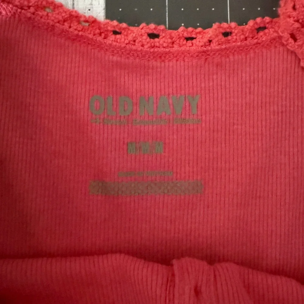 Y2K Elena Bella Pink Fairy Ribbed Henley Tank Crochet Trim Women Medium Layer - Picture 4 of 6